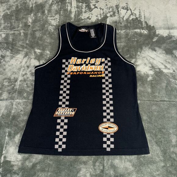 Harley-Davidson Performance Racing Y2K Tank Top Women's Large Black Sleeveless - Picture 7 of 7